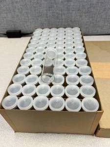 lot 22 image: 72 - Mercer Glass Shell Vials With Polyethylene Closures Twelve Dram - 29 x 94mm