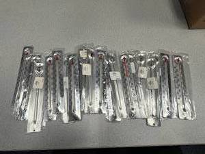 lot 33 image: Box of -40 to 110 Degrees C Thermometers (RED THERMOMETERS, NO MERCURY)