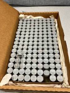 lot 49 image: 1 Gross - Shell Vials With Polyethylene Closures Two Dram - 19x48mm Mercer Glass