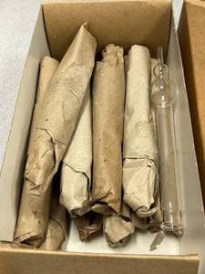 lot 55 image: Box of 11 - Pyrex Drying Tubes 2 Bulb, Straight, 150 x 18mm