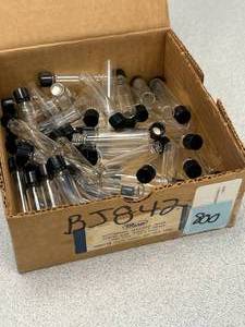 lot 79 image: Half box of Merco, Automatic Machine Made Screw Cap Vials, 1 dram. Long Style, 60x12mm