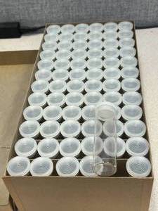 lot 100 image: 12 Gross Merco Shell Vials With Polyethylene Closures Twelve Dram 29x94mm