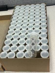 lot 101 image: 12 Gross Merco Shell Vials With Polyethylene Closures Twelve Dram 29x94mm