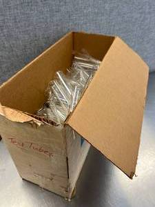 lot 112 image: Large Box of Assorted Test Tubes and Centrifuge Tubes, Multiple Sizes. NO SHIPPING