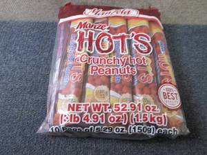 lot 328 image: 10- 5.29 oz Manze Hots Crunchy Hot...