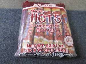 lot 330 image: 10- 5.29 oz Manze Hots Crunchy Hot...