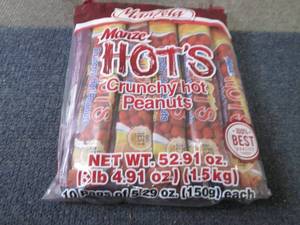 lot 332 image: 10- 5.29 oz Manze Hots Crunchy Hot...