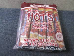 lot 335 image: 10- 5.29 oz Manze Hots Crunchy Hot...