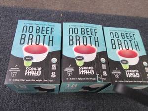 lot 408 image: 3- 10ct Oceans Halo No Beef Broth ...