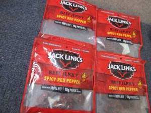 lot 457 image: 4- 2.85 oz Jack Links Spicy Red Pep...