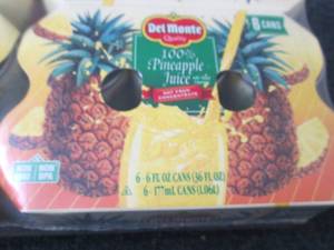 lot 492 image: 12- 6 oz DelMonte 100% Pineapple Ju...