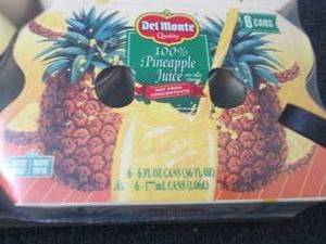 lot 494 image: 12- 6 oz DelMonte 100% Pineapple Ju...
