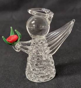 lot 88 image: 1998 Red Rose - Carberry Angel   (Glass Blown by Edward Carberry of Marshall Minnesota)  &nbspApprox. 3 tall