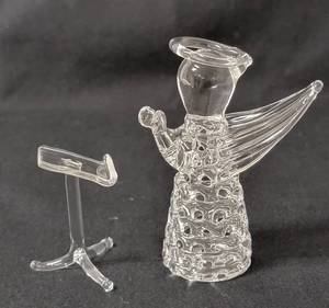 lot 77 image: 1987 Conductor with Music Stand - Carberry Angel   (Glass Blown by Edward Carberry of Marshall Minnesota)  Approx. 3 tall