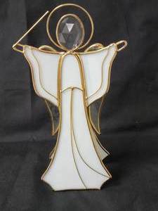 lot 126 image: 24K Gold Plated.  House of Glass StainedSlag Glass Angel Figurine .  Vintage from the 80s.  Approx. 8 to 10 tall