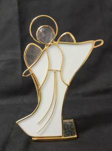lot 129 image: 24K Gold Plated.  House of Glass StainedSlag Glass Angel Figurine .  Vintage from the 80s.  Approx. 8 to 10 tall