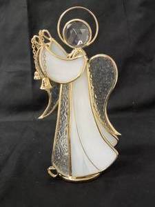 lot 131 image: 24K Gold Plated.  House of Glass StainedSlag Glass Angel Figurine .  Vintage from the 80s.  Approx. 8 to 10 tall