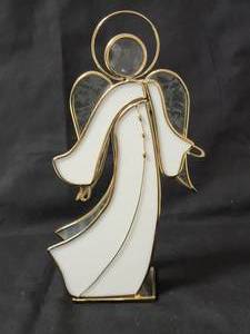 lot 133 image: 24K Gold Plated.  House of Glass StainedSlag Glass Angel Figurine .  Vintage from the 80s.  Approx. 8 to 10 tall