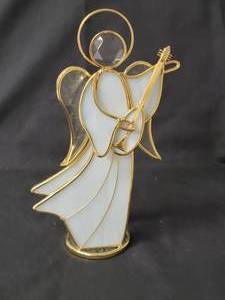 lot 138 image: 24K Gold Plated.  House of Glass StainedSlag Glass Angel Figurine .  Vintage from the 80s.  Approx. 8 to 10 tall