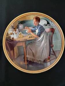 lot 1 image: Working In The Kitchen -  Artist Norman Rockwell.  COA Included. Size 8 12
