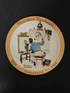 lot 50 image: Triple Self Portrait -  Artist Norman Rockwell.  COA Included.  Size 8