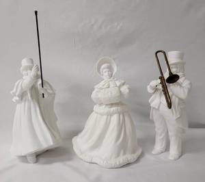 Cheryl Johnson - Vintage Dept 56 Winter Silhouette Victorian Carolers - (Man with Trombone, Victorian Woman and Victorian Man) all approx. 9" Tall with Matte finish.