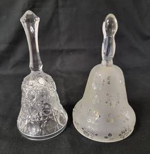 lot 91 image: 2 Glass Bells (1 for 50th Wedding Anniversary and other plain bell )  Approx. 5 Tall