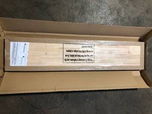 lot 23 image: HARDWOOD REFLECTIONS 10 in. W x 48 in. D Unfinished Hevea Floating Decorative Wall Shelf  Customer Returns See Pictures