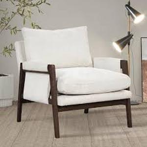 lot 15 image: White Velvet Arm Chair Customer Returns See Pictures