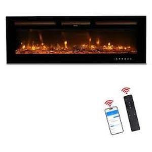 Karl home 50 in. Wall-Mount/Insert/Freestanding 12-Color Flames Electric Fireplace with Remote Control and WIFI Function  Customer Returns See Pictures