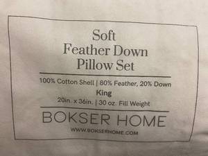Bokser Home King Soft Feather Down Pillow Set