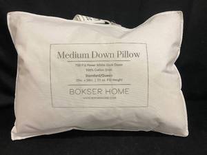 lot 8 image: BOKSER HOME Medium Down Pillow 700 Fill Power 100% Cotton Shell