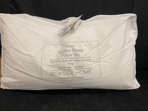 lot 16 image: Bokser Home Firm Feather Down Pillow Set - King Size