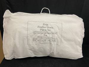 lot 20 image: King Size Firm Feather Down Pillow Set by Bokser Home