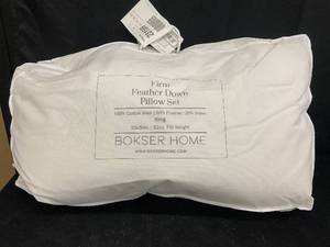lot 34 image: Bokser Home Firm Feather Down Pillow Set - King Size