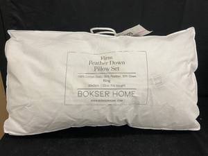 lot 60 image: BOKSER HOME Firm Feather Down Pillow Set - King