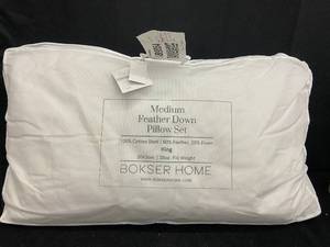 lot 62 image: Medium Feather Down Pillow Set - King Size 20x36