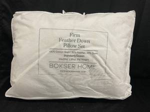 lot 66 image: Bokser Home Firm Feather Down Pillow Set - StandardQueen