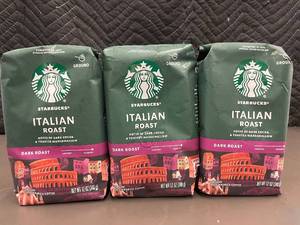lot 1 image: Set of 3 Starbucks Dark Roast Italian Ground Coffee (12 oz each)