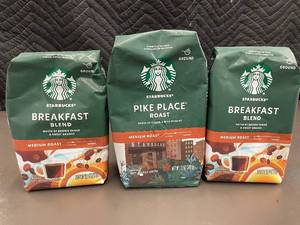 lot 105 image: Set of 3 Starbucks Coffee Ground Bags - 12 oz Each