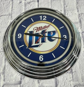 lot 5 image: Miller Lite Clock 14.5 Round Plug-in with Neon Light