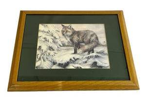lot 13 image: Wonderful Signed Doug Lindstrand Red Fox Art Print in 18.5 x 22.75 Frame