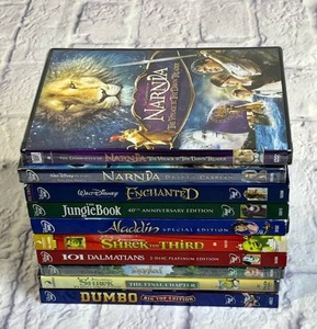 lot 19 image: 10 New (Sealed) ChildrensFamily DVDs - Narnia, 101 Dalmations, Dumbo, Shrek, Aladdin and More