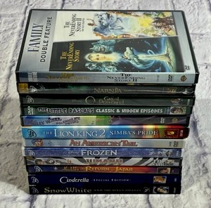 lot 20 image: 12 New (Sealed) ChildrensFamily DVDs- Frozen, Cinderella, Snow White, Willy Wonka, and More