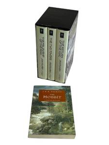 lot 38 image: The Lord of the Rings Trilogy JRR Tolkein Houghton Mifflin Box Set with Maps (1993) & The Hobbit Softcover