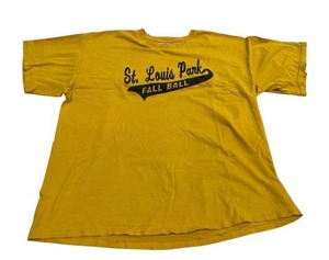lot 43 image: Vintage Mens XL St. Louis Park Fall Ball Yellow Baseball T-Shirt