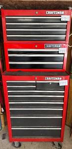 lot 8 image: Craftsman Red Tool Chest Set with Multiple Drawers on Wheels Chest ONLY