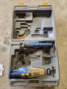 lot 51 image: Ryobi 18V Cordless Reciprocating Saw and Tuff Sucker Vacuum in Case