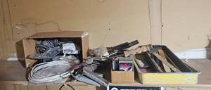lot 75 image: Assorted Electrical Cables, Hand Tools, and Painting Supplies