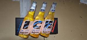 lot 77 image: Budweiser Ice Draft Light Beer Sign with 3D Bottle Design